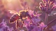 A bee anthophila collecting pollen closeup : Generative AI