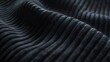 Soft black color ribbed fabric pattern close up as background : Generative AI