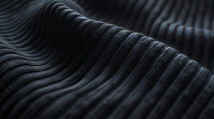 Aufkleber - Soft black color ribbed fabric pattern close up as background : Generative AI