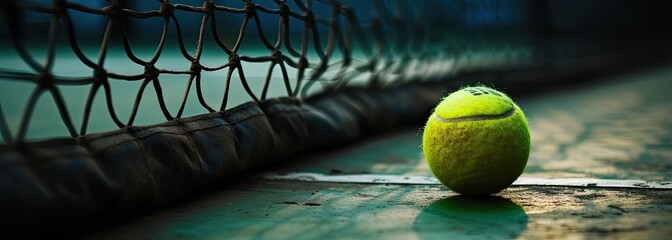 Tennis ball on a tennis court.