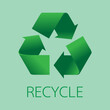 Recycle symbol isolated on green background.