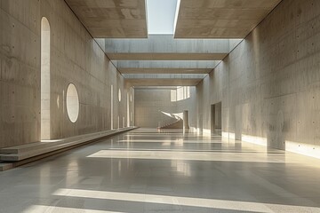 Poster - A serene composition showing the minimalistic beauty of clean lines and geometric forms in a concrete architectural space