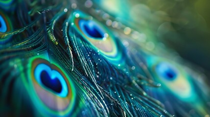 Poster - closeup peacock feathers : Generative AI