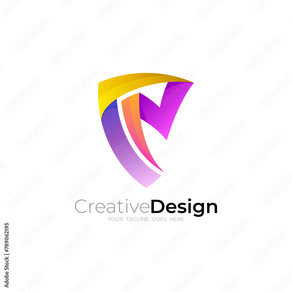CN logo with shield design template, security design Stock Vector ...