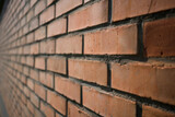 Fototapeta Tulipany - Long wall of red bricks