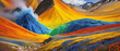 Abstract image of colorful mountainslandscape in the mountains, in vivid hues