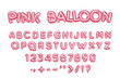 © Marina - Pink 3d balloon font. Inflated English alphabet. Shiny isolated letters, numbers and symbols with metallic effect. Bubble helium typeset, Vector cartoon illustration, realistic render.