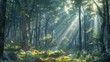 tranquil forest scene with sunlight filtering through the trees, creating a serene backdrop for meditation and reflection.