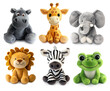 Various cute, adorable, cartoon lion, stuffed and fluffy animal toys isolated. PNG file with transparent background. AI 