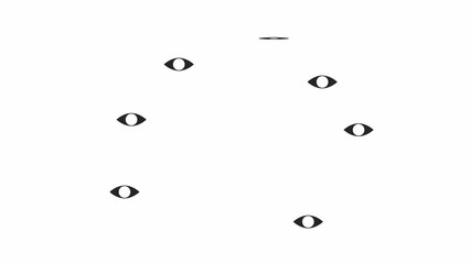 Poster - Mysterious eyes blinking bw outline 2D objects animation. Paranormal surveillance monochrome linear cartoon 4K video. Suffering from demonic curse animated items isolated on white background
