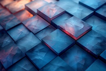 Poster - This image captures the mesmerizing effect of light on reflective cubes creating a gradient of warm to cool colors
