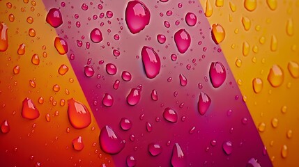 Poster - Water drops on color background top view : Generative AI
