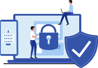 Cyber security and data protection privacy, PDPA concept. Businessman secure data management and protect data from hacker attacks and padlock icon to internet technology networking 