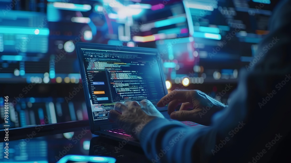 Dedicated programmer engaging in software development with java script ...