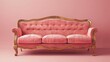 © Paul - Retro-inspired furniture ensemble in rose tones, featuring a vintage sofa with elegant wooden framing, isolated setting