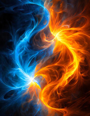 Image of conflict between red and blue flames