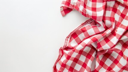 Poster - Kitchen table cloth Cooking towel isolated on white background Top view flat lay with copy space : Generative AI