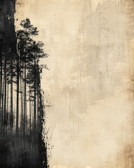 Wall Mural -  Silhouetted trees against a sepia-toned sky.