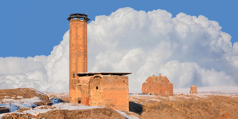 Wall Mural - Ani Ruins, Ani is a ruined and uninhabited medieval Armenian city-site situated in the Turkish province of Kars