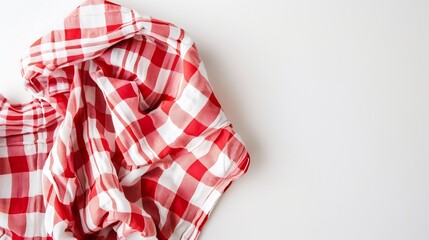 Poster - Kitchen table cloth Cooking towel isolated on white background Top view flat lay with copy space : Generative AI