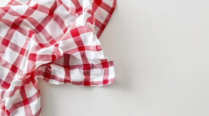 Poster - Kitchen table cloth Cooking towel isolated on white background Top view flat lay with copy space : Generative AI