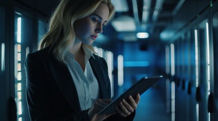 Poster - The attentive data security specialist in the data center is responsible for implementing and maintaining strict information security measures, ensuring data security and integrity.