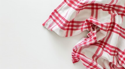 Poster - Kitchen table cloth Cooking towel isolated on white background Top view flat lay with copy space : Generative AI