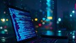 © Ameer - Nighttime coding session: illuminated laptop screen displaying swift programming language syntax for software development