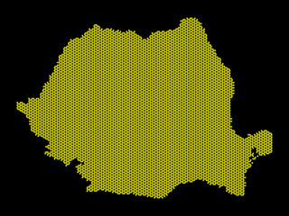 A sketching style of the map Romania. An abstract image for a geographical design template. Image isolated on black background.