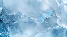 The Cold Textured Surface Of Frosty Ice Block On A Blue Background With A Texture. A Beautiful White Ice Background With Blue Tones, Top View.