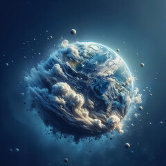 Wall Mural - blue planet in space