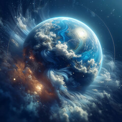 Wall Mural - blue planet in space
