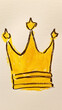 golden crown on a white background, drawing by watercolors