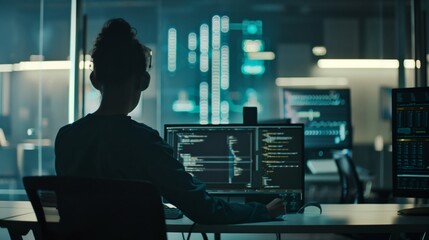 Aufkleber - An expert data analytics programmer in a data center uses advanced techniques and tools to identify and analyze potential security threats and ensure appropriate data protection.