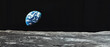 Blue earth seen from the moon surface copy space
