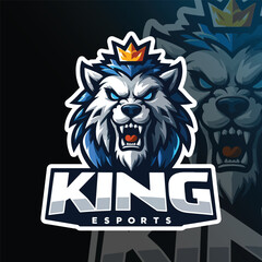 Wall Mural - The wolf king mascot logo vector illustration