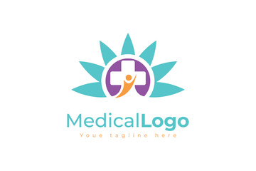Wall Mural - Medical People Flower Health Logo Vector Design Template. Symbol  People Medical Logo Health Design 