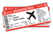 Beautiful boarding passes. Two red flat design airplane tickets. Hand drawn vector icon illustration.