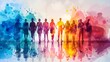 Medical Team, portrayal of a diverse group of doctors and healthcare professionals standing together, symbolizing teamwork and collaboration ,abstract colorful background