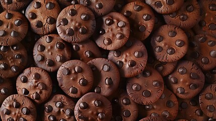 Poster - Cookies background Chocolate chips biscuits texture background Close up : Generative AI