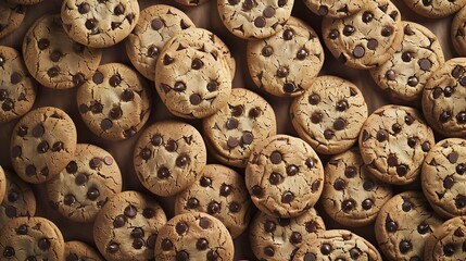 Poster - Cookies background Chocolate chips biscuits texture background Close up : Generative AI