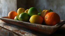 Citrus Kaleidoscope: An Artistic Arrangement Of Assorted Citrus Fruits, Bursting With Brightness And Flavor