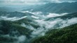 Aerial view of the Great Smoky Mountains, rolling fog and diverse ecosystems