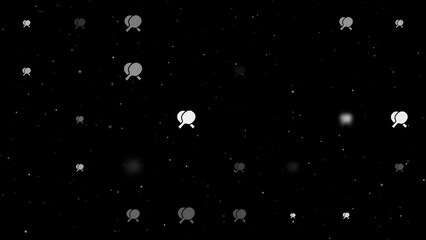 Poster - Template animation of evenly spaced crossed ping pong rackets symbols of different sizes and opacity. Animation of transparency and size. Seamless looped 4k animation on black background with stars