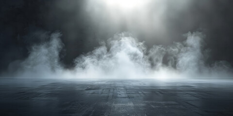 Poster - empty dark black room with smoke, A dark empty street, dark black background, empty dark scene, neon light, spotlights , asphalt floor and studio room with smoke on dark background,banner