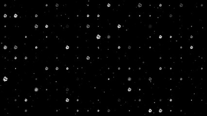 Poster - Template animation of evenly spaced mittens symbols of different sizes and opacity. Animation of transparency and size. Seamless looped 4k animation on black background with stars