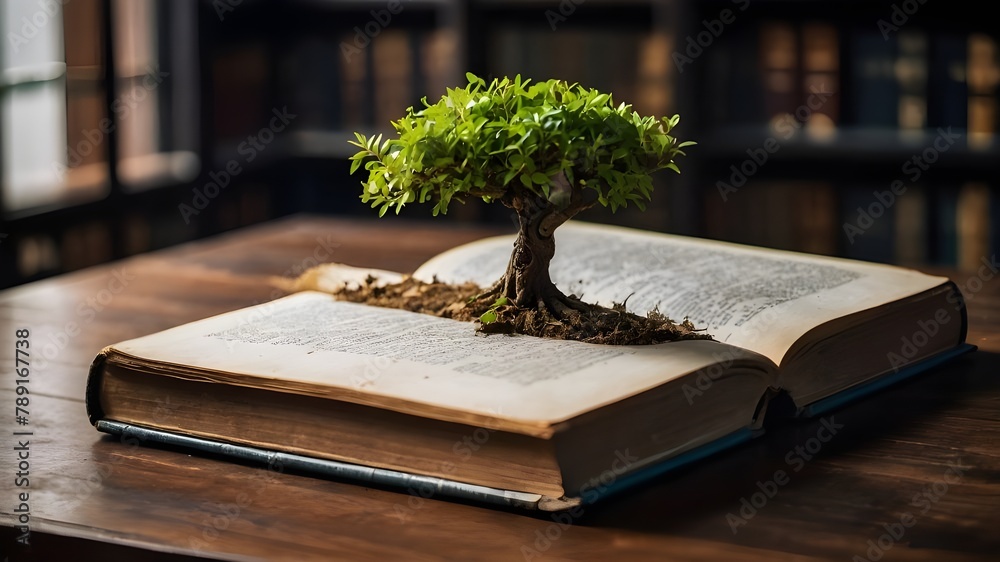 World philosophy day concept with tree of knowledge planting on opening ...