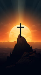 Wall Mural - Cross background with copy space, Christian cross