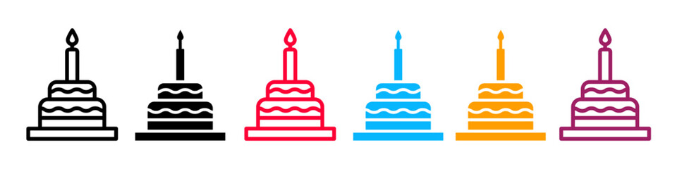 Canvas Print - Festive Birthday Cake and Candle Icon for Celebratory Events