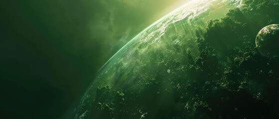 Wall Mural - surreal green planet with celestial glow